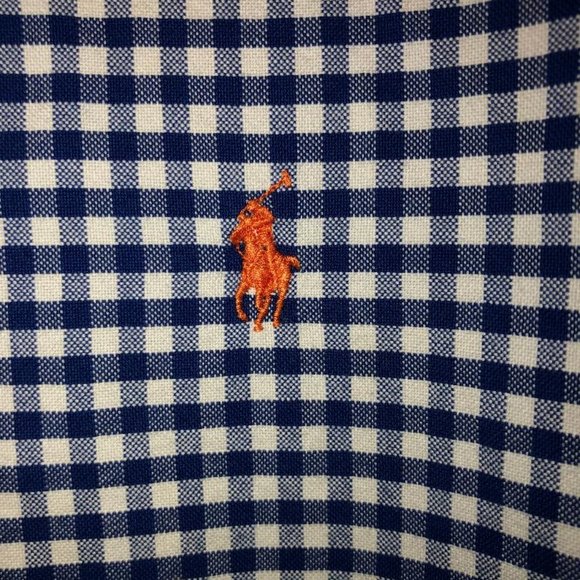 Ra[ph Lauren Button Up LS Shirt Blue White Check - Picture 4 of 5